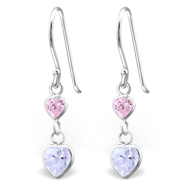 Sterling Silver Hanging Hearts Earrings