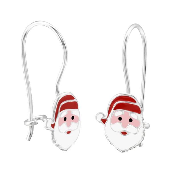 Kids Silver Santa Claus Earrings