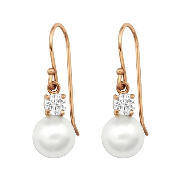 Rose Gold White Pearl Earrings