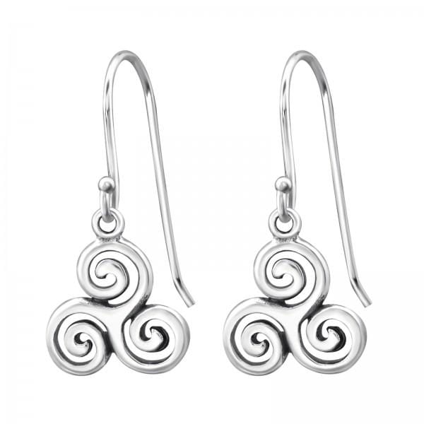 Silver Celtic Triskele Earrings,