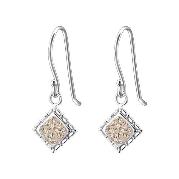 Silver Silk Square earrings with Swarovski Crystal