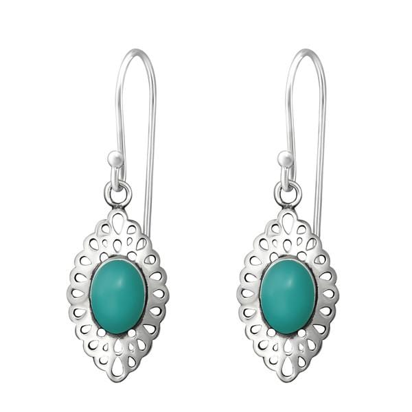 Silver Marquise Green Earrings