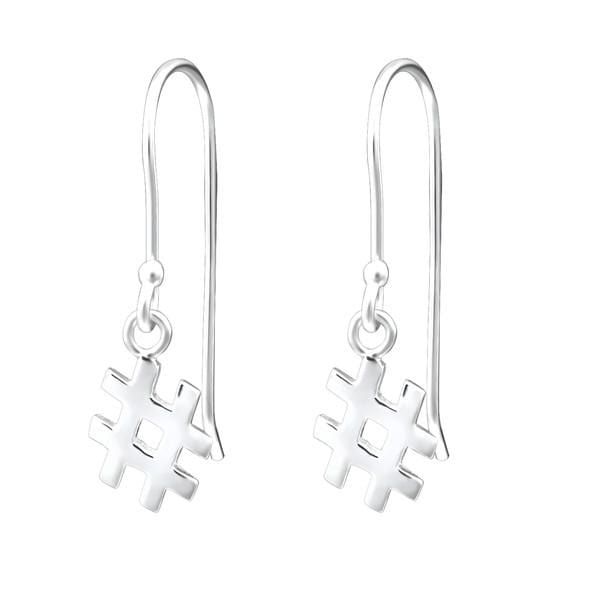 Silver Hashtag hanging Earrings 