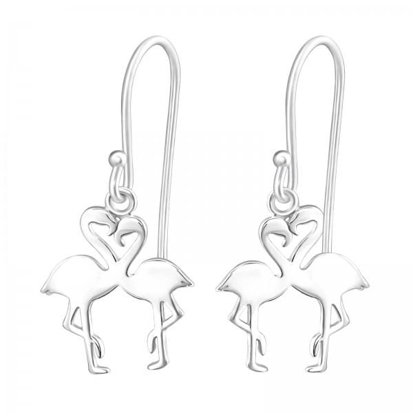Silver Flamingo Couple Earrings