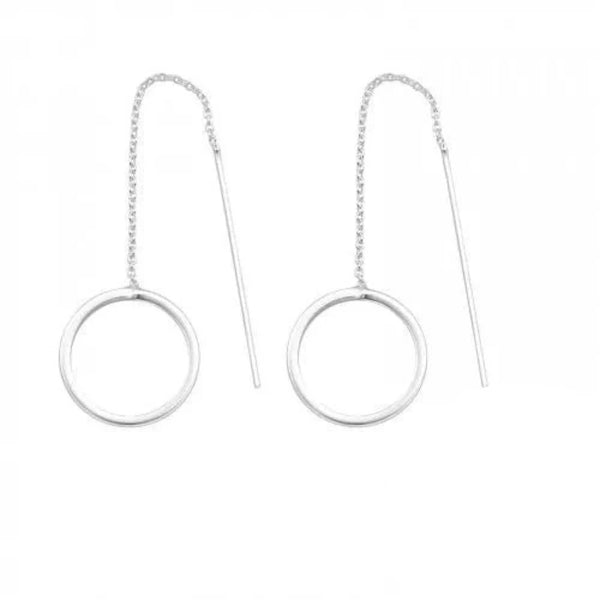 Silver Thread  Circle Earrings