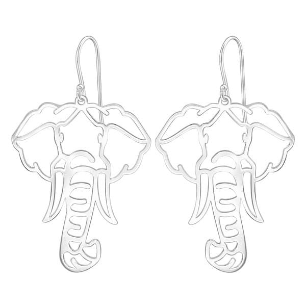  Laser Cut  Silver Elephant Earrings