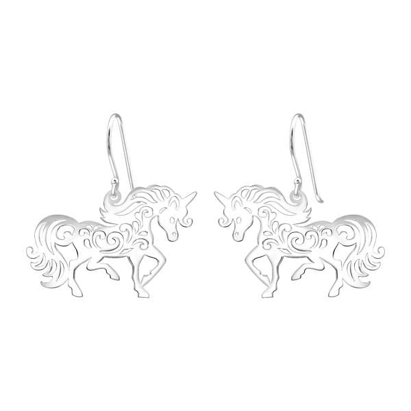 Laser Cut Unicorn Earrings Silver 