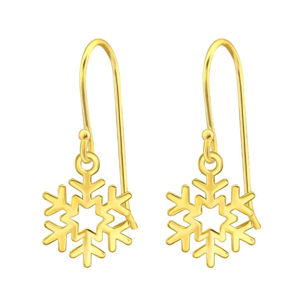 Gold Laser Cut Snowflake Christmas Earrings for Women