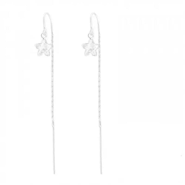 Silver Thread Star Earring with Cubic Zirconia