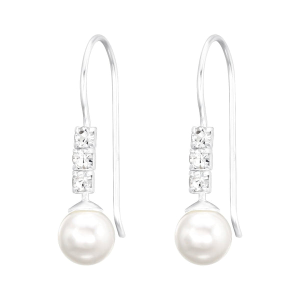 Silver Round Pearl Earrings