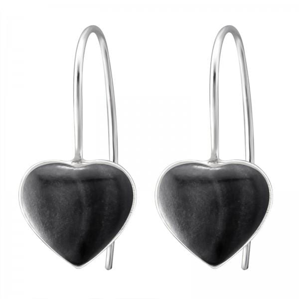 Silver Black Heart  Earrings