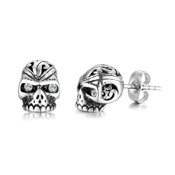Stainless Steel Skull Stud Earrings for Men