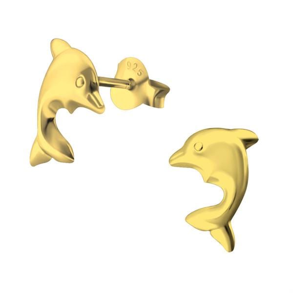 Silver Gold  Dolphin Stud Earrings 