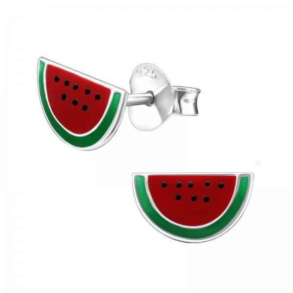 Kids Silver Watermelon Earrings