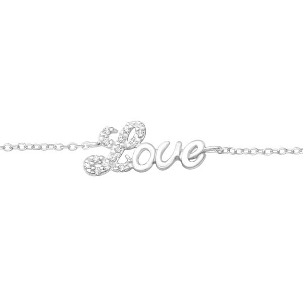 Silver Cubic Zirconia "love" Bracelet