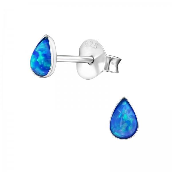 Silver Blue Opal  Earrings