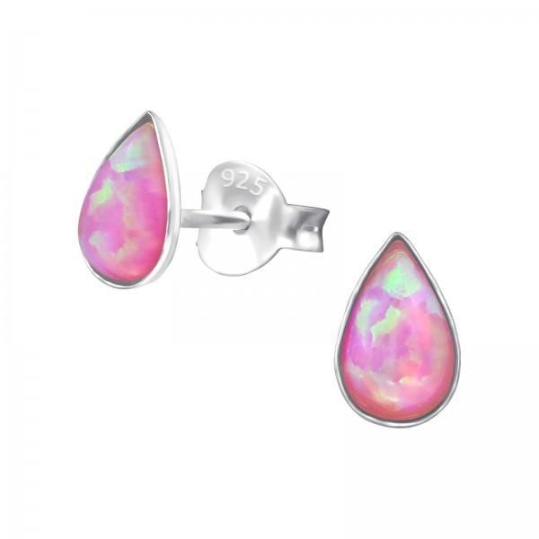 Silver Bubble Gem Pear Stud Earrings