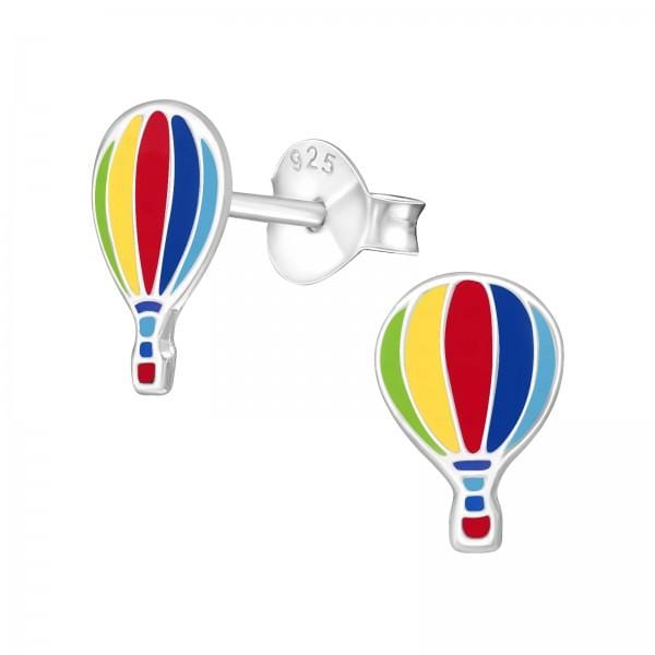 Kids Silver Hot Air Balloon  Earrings