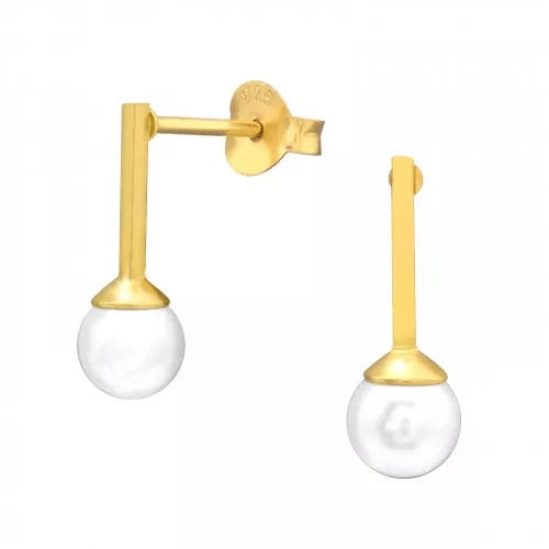 Gold Geometric Pearl Stud Earrings