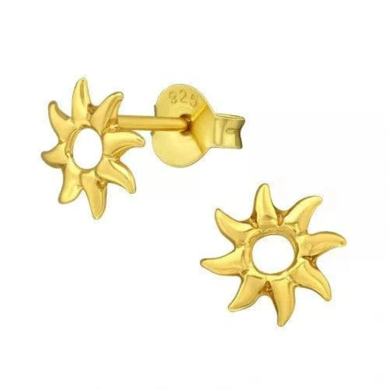 Gold Plated Sun Stud Earrings