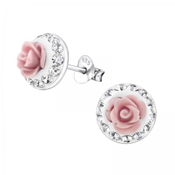  Silver Rose  Stud Earrings for Girls