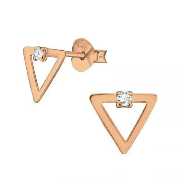 Rose Silver Gold Triangle Stud Earrings