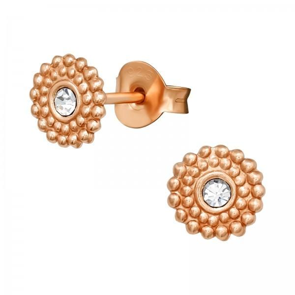 Rose Gold Crystal Round Stud Earrings