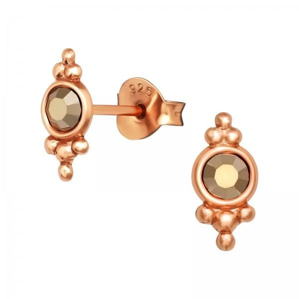 Rose Gold Crystal Antique Stud Earrings