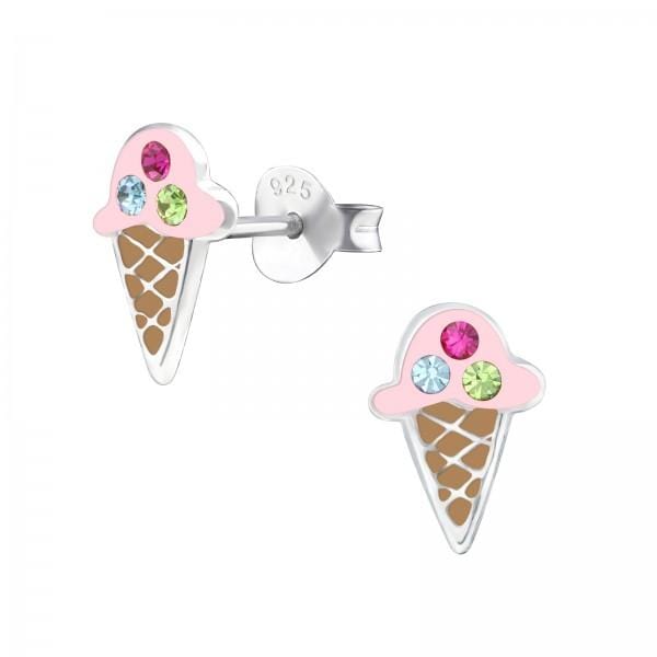 Kids Silver Ice Cream Earrings