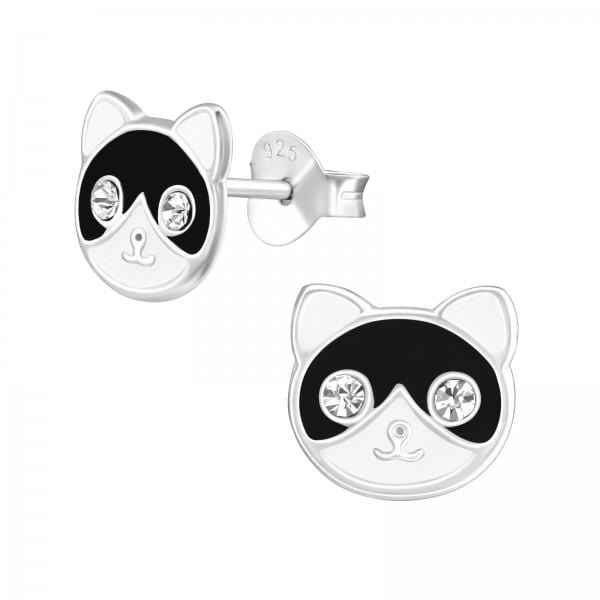 Kids Silver Cat Stud Earrings