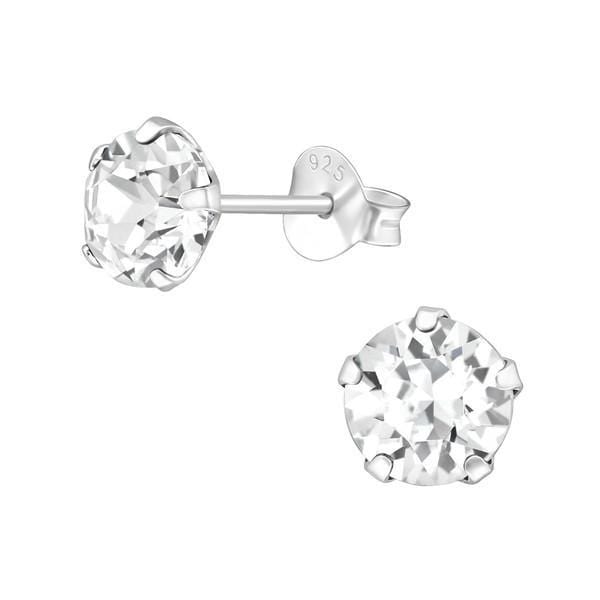 Silver Round Stud earrings with Swarovski Crystal