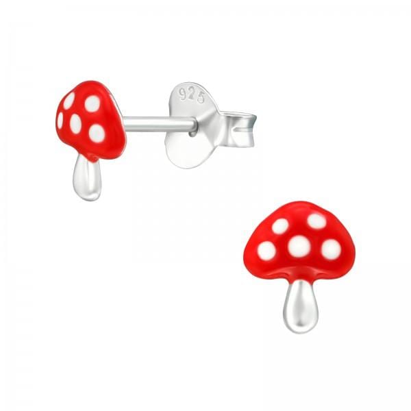 Kids Silver Mushroom Stud Earrings