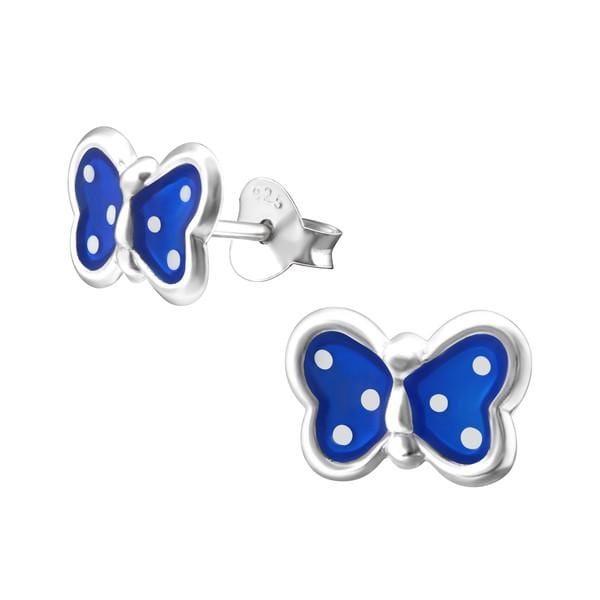 Kids Silver Blue Butterfly Stud Earrings