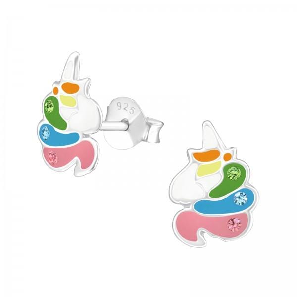 Kids Silver Unicorn Stud Earrings