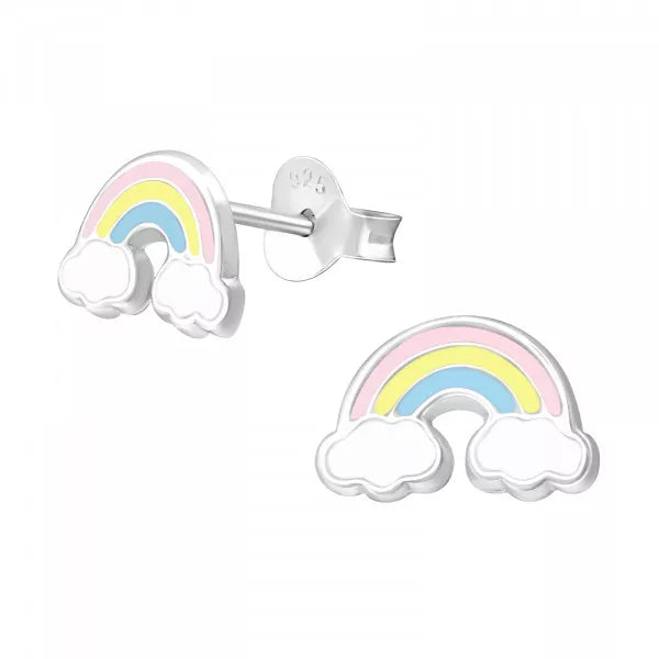 Children's Silver Rainbow Stud Earrings