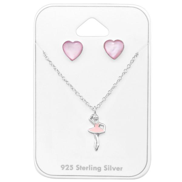 Silver Ballerina Necklace Set