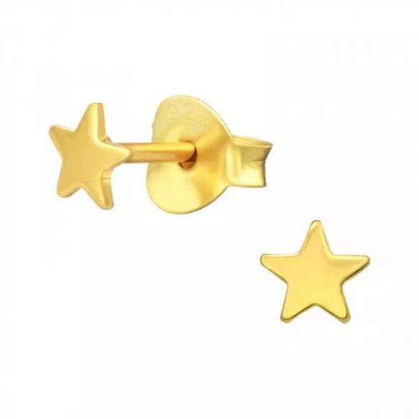 Kids Silver Gold Star Stud Earrings