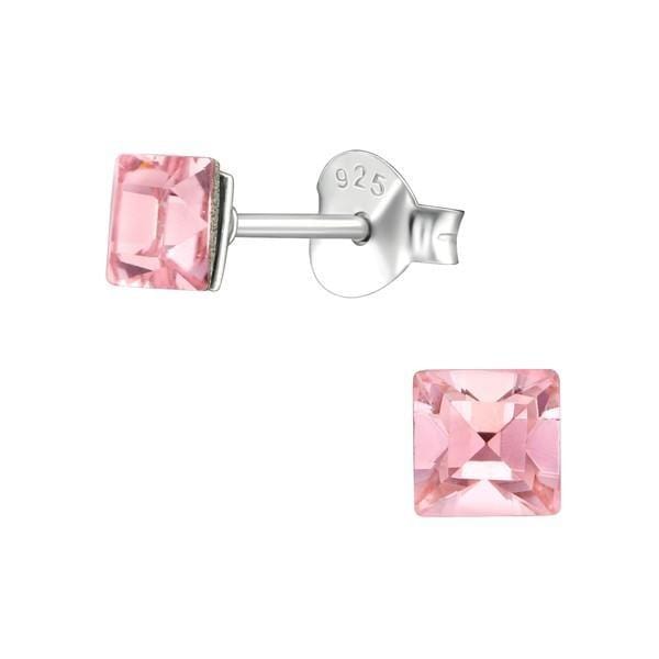 Square Cut Pink Crystal Earrings