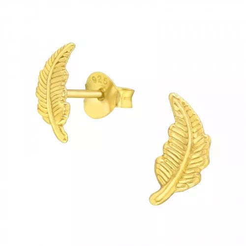 Silver Gold Feather Stud Earrings