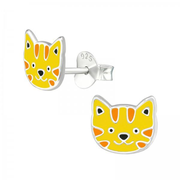 Silver Tiger Earrings for Kids