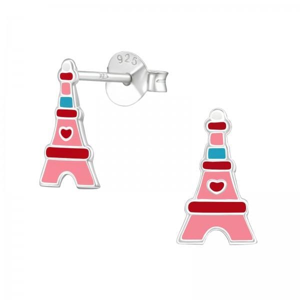 Kids Silver Eiffel Tower Stud Earrings