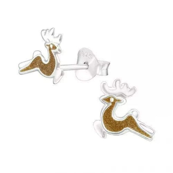 Children's Silver Reindeer Stud Earrings