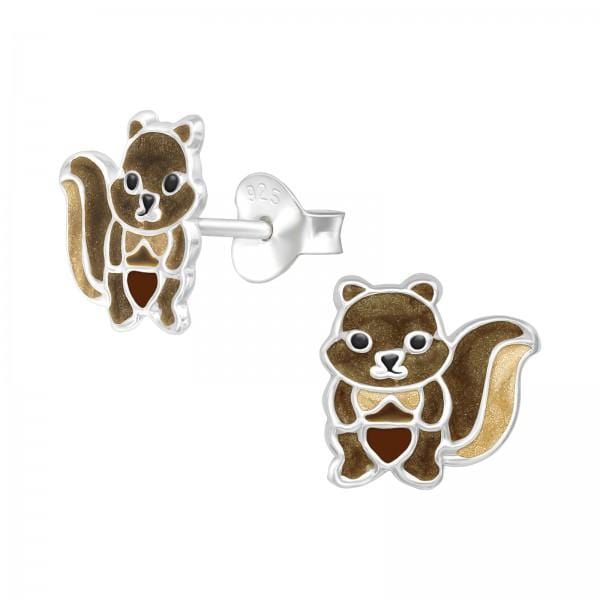 Kids Silver Squirrel Stud Earrings