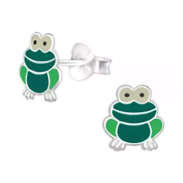 Kids Silver Frog Stud Earrings
