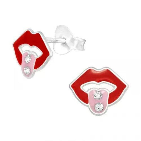 Kids Silver Mouth Stud Earrings