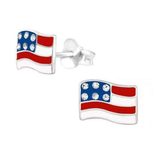 Kids Silver USA Stud Earrings