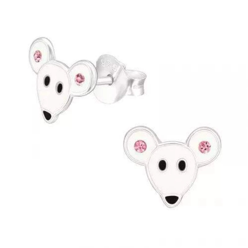 Kids Silver Mouse Stud Earrings