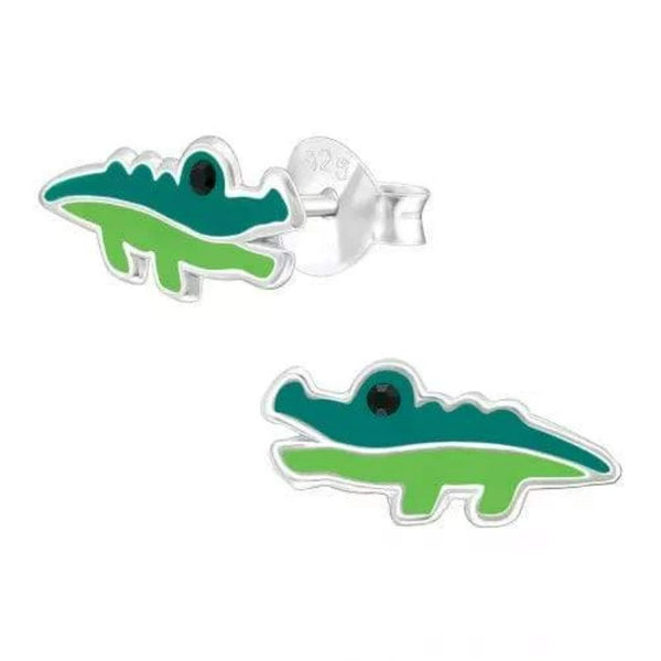 Kids Silver Crocodile Stud Earrings