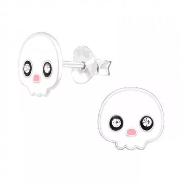Kids Silver Ghost Stud Earrings