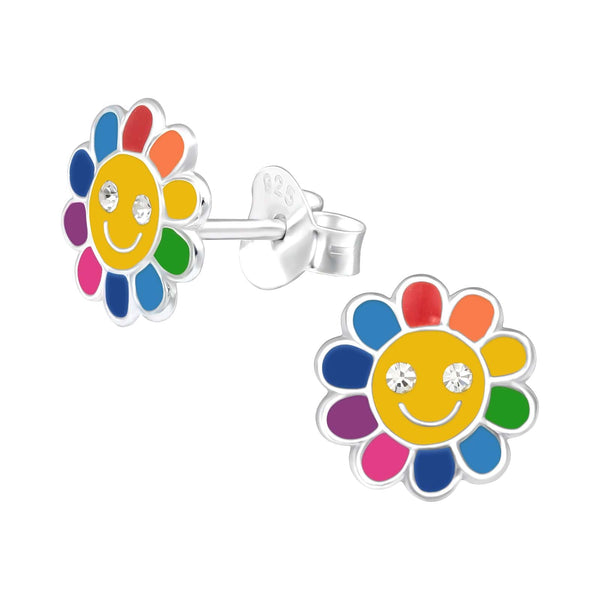 Kids Silver Flower Stud Earrings